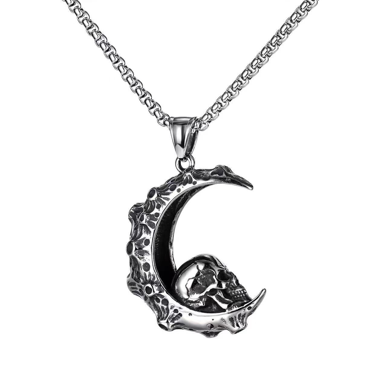 Wholesale Fashion  Hip-Hop Necklace for Men, Personalized Punk Style Steel Chain Pendan